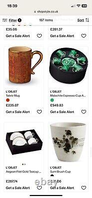 -20% L'OBJET Malachite Espresso cup Set, Limoges Porcelain BRAND NEW £540 RRP