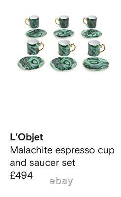 -20% L'OBJET Malachite Espresso cup Set, Limoges Porcelain BRAND NEW £540 RRP
