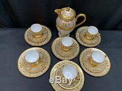 20 Piece C. Ahrenfeldt Limoges Gold Encrusted Teapot, Cups & Saucers, Plates