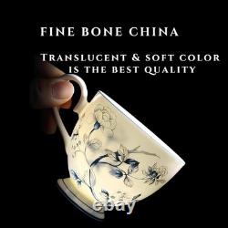 21pc Fine Bone China Tea Set Peacock Design Teapot Cups Saucers Gold Trim