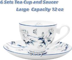 21pc Fine Bone China Tea Set Peacock Design Teapot Cups Saucers Gold Trim