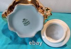 22 K GOLD WALDERSHOF BAVARIA COFFEE POT, Creamer & Sugar, Demitasse Cups&Saucers
