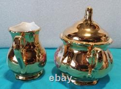 22 K GOLD WALDERSHOF BAVARIA COFFEE POT, Creamer & Sugar, Demitasse Cups&Saucers