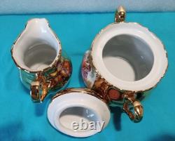 22 K GOLD WALDERSHOF BAVARIA COFFEE POT, Creamer & Sugar, Demitasse Cups&Saucers