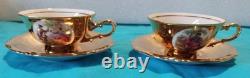 22 K GOLD WALDERSHOF BAVARIA COFFEE POT, Creamer & Sugar, Demitasse Cups&Saucers