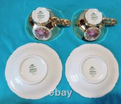 22 K GOLD WALDERSHOF BAVARIA COFFEE POT, Creamer & Sugar, Demitasse Cups&Saucers
