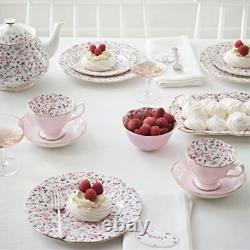 22ct Gold Edged Bone China Tea Set Rose Confetti Perfect for Elegant Occasions