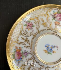 23 Pics Antique Richard Wehsner Dresden HP Floral Gold Encrusted Cups & Saucers