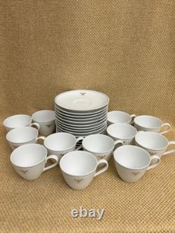 24 Piece Set Pan Am President Pattern Cups & Saucers Noritake Japan Gold Eagle