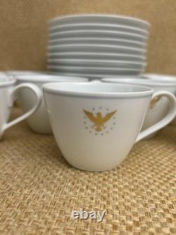 24 Piece Set Pan Am President Pattern Cups & Saucers Noritake Japan Gold Eagle