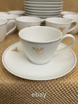 24 Piece Set Pan Am President Pattern Cups & Saucers Noritake Japan Gold Eagle