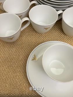 24 Piece Set Pan Am President Pattern Cups & Saucers Noritake Japan Gold Eagle