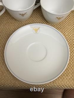 24 Piece Set Pan Am President Pattern Cups & Saucers Noritake Japan Gold Eagle