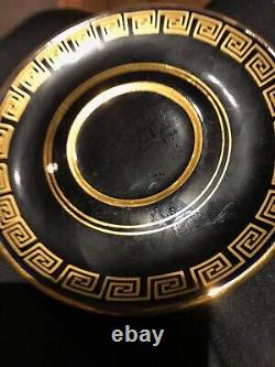 24kt Gold on Black Greek Gods & Godesses Demitasse Cup & Saucer Hand Made Greece