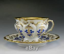 24pc Antique c1845 KPM German Porcelain China Blue Gold Tea Cups & Saucers