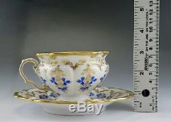 24pc Antique c1845 KPM German Porcelain China Blue Gold Tea Cups & Saucers