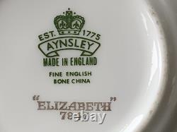24pcs Aynsley Elizabeth 7947 Gold Encrusted Laurel Demitasse Coffee Set for Ten