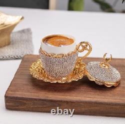 27 Pc Turkish Greek Arabic Coffee Espresso Cup Saucer Crystal Set (Gelincik)