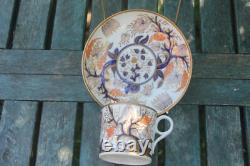 2 Antique Cup Saucer John Rose Coalport Candlelight Vine Imari Georgian Gilded