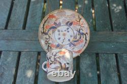 2 Antique Cup Saucer John Rose Coalport Candlelight Vine Imari Georgian Gilded