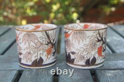 2 Antique Cup Saucer John Rose Coalport Candlelight Vine Imari Georgian Gilded