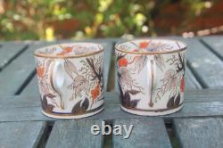 2 Antique Cup Saucer John Rose Coalport Candlelight Vine Imari Georgian Gilded