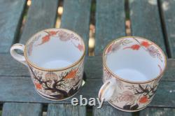 2 Antique Cup Saucer John Rose Coalport Candlelight Vine Imari Georgian Gilded