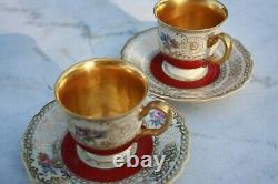 2 Antique Rosenthal Demitasse Cups & Saucers, full gold inside Old Mark