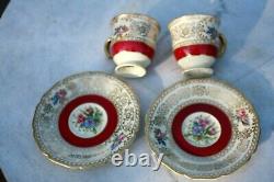 2 Antique Rosenthal Demitasse Cups & Saucers, full gold inside Old Mark