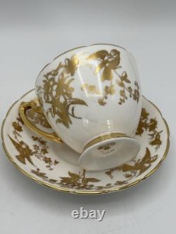 2 Cups & Saucers Coalport Birds Gold Scalloped Design ESTATE FIND