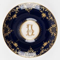 2 ½ Footed Cup & Saucer, Cobalt & Gold with Hand Painted Putti, Ambrosius Lamm W
