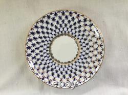 2 Lomonosov Imperial Porcelain Cobalt & Gold Net Coffee Espresso Cups & Saucers