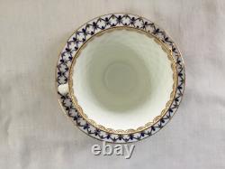 2 Lomonosov Imperial Porcelain Cobalt & Gold Net Coffee Espresso Cups & Saucers