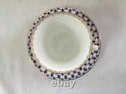 2 Lomonosov Imperial Porcelain Cobalt & Gold Net Coffee Espresso Cups & Saucers
