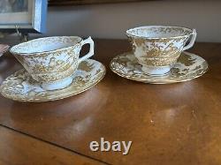 (2) Royal Crown Derby AVES GOLD Cups & Saucers Bone China A1235 A+ CONDITION