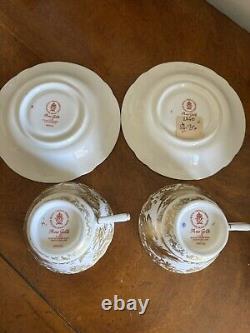 (2) Royal Crown Derby AVES GOLD Cups & Saucers Bone China A1235 A+ CONDITION