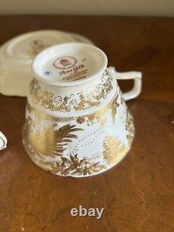 (2) Royal Crown Derby AVES GOLD Cups & Saucers Bone China A1235 A+ CONDITION