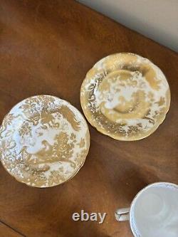 (2) Royal Crown Derby AVES GOLD Cups & Saucers Bone China A1235 A+ CONDITION