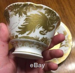 2 Royal Crown Derby Aves Gold Footed Cup And Saucer 2 3/8 Made In England