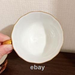 2 Sets Arita Kisen Ware Coffee Cups and Saucers, Black with Gold Accents Japan