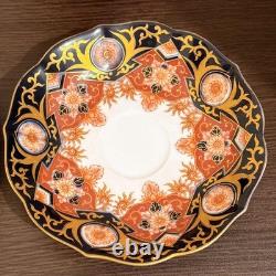 2 Sets Arita Kisen Ware Coffee Cups and Saucers, Black with Gold Accents Japan