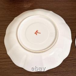 2 Sets Arita Kisen Ware Coffee Cups and Saucers, Black with Gold Accents Japan