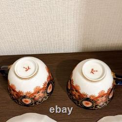 2 Sets Arita Kisen Ware Coffee Cups and Saucers, Black with Gold Accents Japan