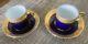 2 Sets Vintage Limoges Cobalt Blue & Gold Porcelain Demitasse Cups & Saucers Vgc