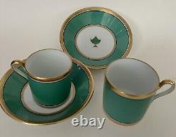 2 Vintage Richard Ginori Contessa Green Demitasse/Espresso Cup & Saucer