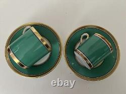 2 Vintage Richard Ginori Contessa Green Demitasse/Espresso Cup & Saucer