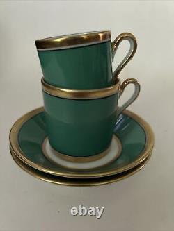 2 Vintage Richard Ginori Contessa Green Demitasse/Espresso Cup & Saucer