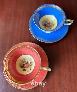 2 x Aynsley orchard gold cup and saucer