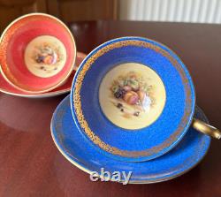 2 x Aynsley orchard gold cup and saucer