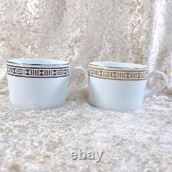 2 x Hermes Paris Tea Cup Saucer Egee Soleil & Luna White French Porcelain withCase